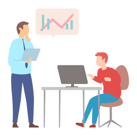 Homme d'affaires présentant à l'employé  Illustration