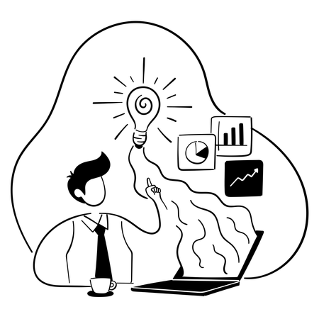 Homme d'affaires présentant des idées  Illustration