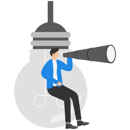 Homme d'affaires prévoyant une vision d'entreprise  Illustration