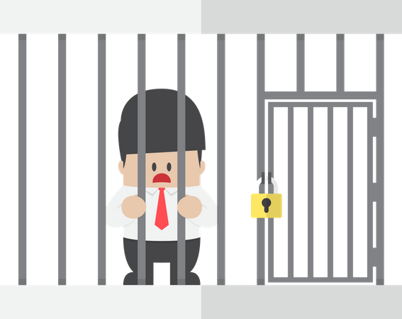 Homme d'affaires coincé dans une cage  Illustration