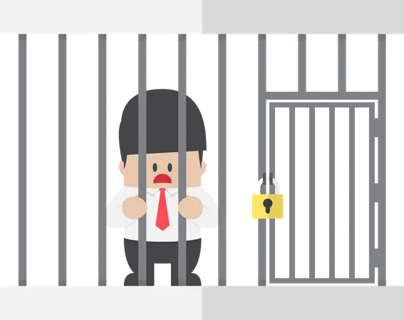 Homme d'affaires coincé dans une cage  Illustration