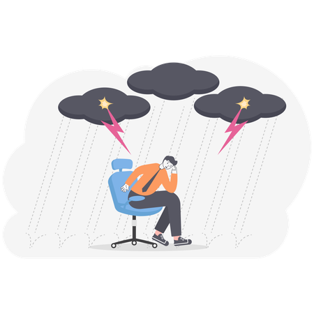 Homme d'affaires pris sous la pluie  Illustration