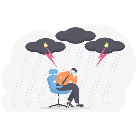 Homme d'affaires pris sous la pluie  Illustration