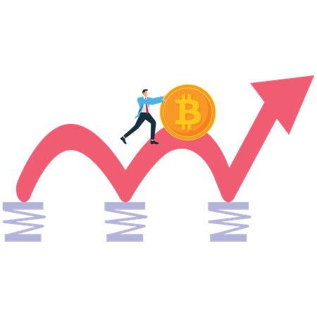 Un homme d'affaires encourage la croissance du bitcoin  Illustration