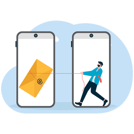 Homme d'affaires recevant un e-mail  Illustration