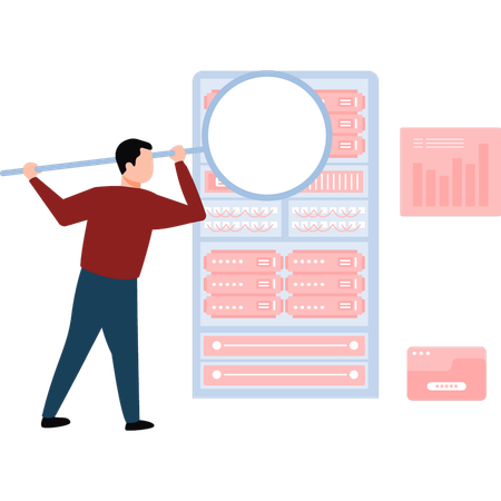 Homme d'affaires à la recherche de statistiques commerciales  Illustration