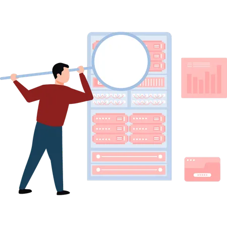 Homme d'affaires à la recherche de statistiques commerciales  Illustration