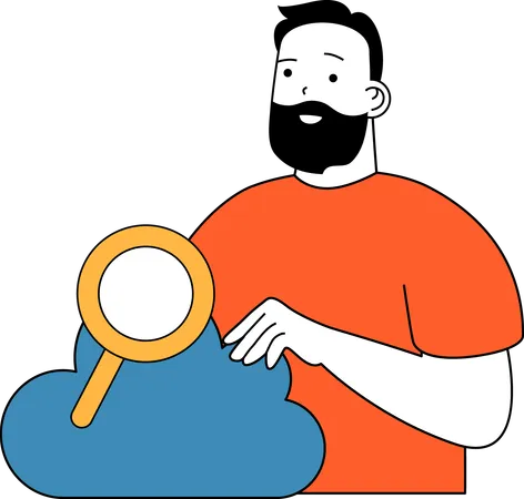 Un homme d'affaires recherche sur le cloud  Illustration