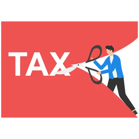 Homme d'affaires réduisant une taxe  Illustration