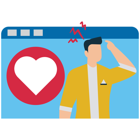 Un homme d'affaires pense au développement Web et aux publicités mobiles  Illustration