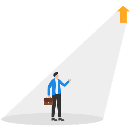 Homme d'affaires cherchant de nouvelles perspectives de carrière et de développement futur.  Illustration