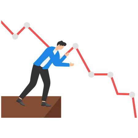 Homme d'affaires regardant le diagramme en baisse  Illustration