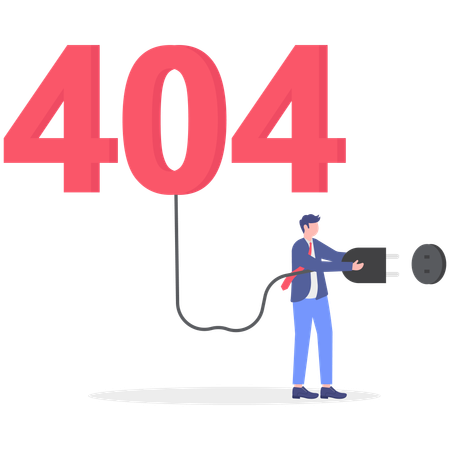 Un homme d'affaires rencontre une erreur 404  Illustration