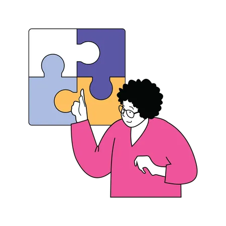 Homme d'affaires résolvant un puzzle  Illustration