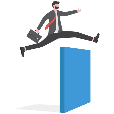 Homme d'affaires sautant par-dessus l'obstacle  Illustration