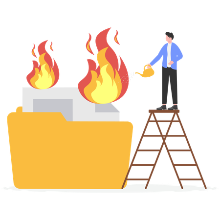 Un homme d'affaires sauve un incendie  Illustration