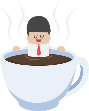 Homme d'affaires se relaxant pendant la pause-café  Illustration