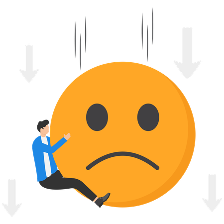 Un homme d'affaires se sent triste à cause de son attitude et de sa motivation  Illustration