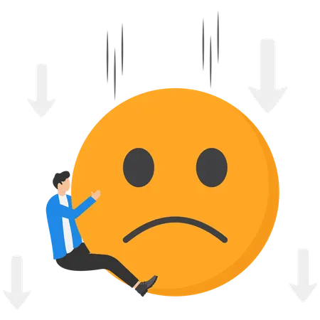 Un homme d'affaires se sent triste à cause de son attitude et de sa motivation  Illustration