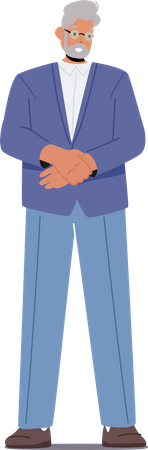 Homme d'affaires senior aux cheveux gris en costume formel  Illustration