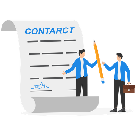 Homme d'affaires signant un document de contrat  Illustration