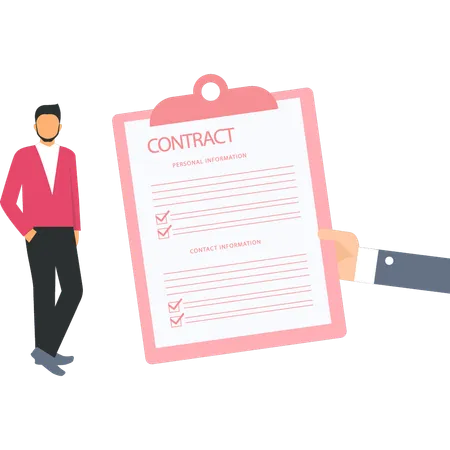 L'homme d'affaires signe le conseil de contrat  Illustration