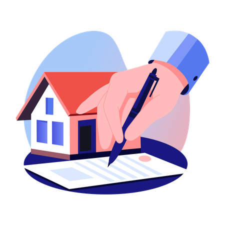 Un homme d'affaires signe un nouveau contrat de maison  Illustration