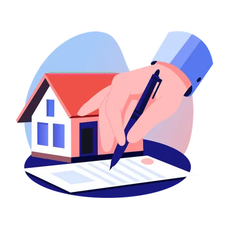 Un homme d'affaires signe un nouveau contrat de maison  Illustration
