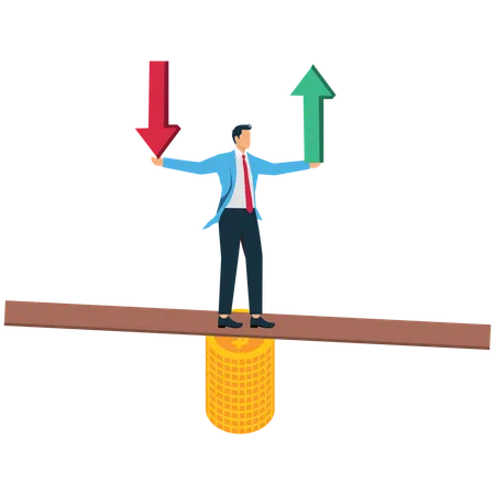 L'homme d'affaires subit des pertes et des gains sur son investissement  Illustration