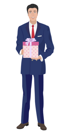 Homme affaires, tenue, cadeau  Illustration