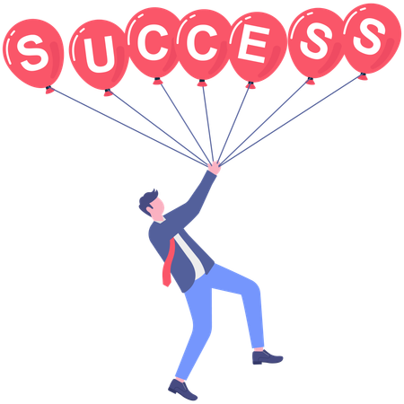 Homme d'affaires tenant des ballons de réussite  Illustration