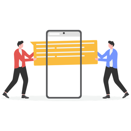 Homme d'affaires discutant depuis son téléphone portable  Illustration