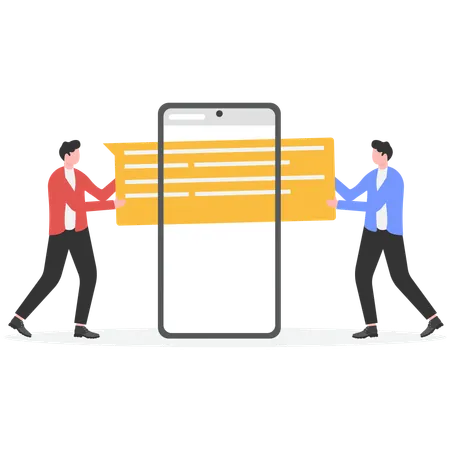 Homme d'affaires discutant depuis son téléphone portable  Illustration