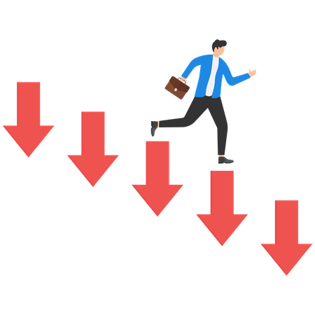 Homme d'affaires tombant en raison d'une perte d'entreprise  Illustration