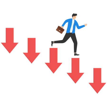 Homme d'affaires tombant en raison d'une perte d'entreprise  Illustration