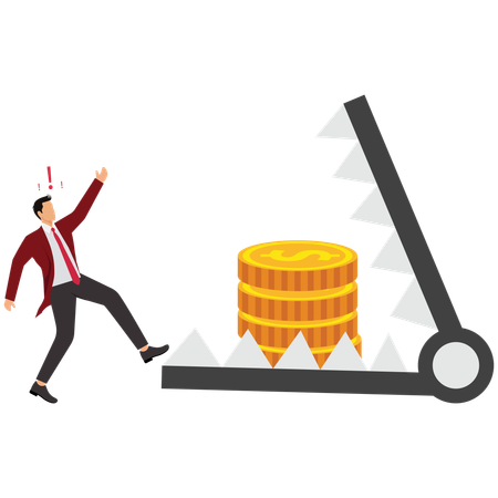 Un homme d'affaires tombe dans le piège d'une arnaque à l'investissement  Illustration