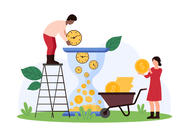 Homme d'affaires travaillant sur la gestion du temps  Illustration