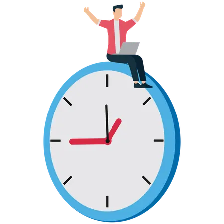 Homme d'affaires travaillant selon des horaires flexibles  Illustration