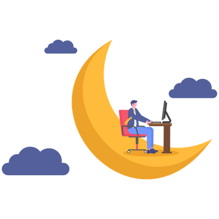Homme d'affaires travaillant pour Tranquil  Illustration