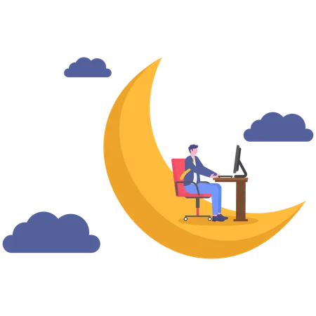 Homme d'affaires travaillant pour Tranquil  Illustration