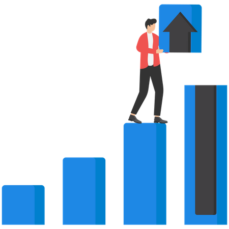 Homme d'affaires travaillant sur la croissance de l'entreprise  Illustration