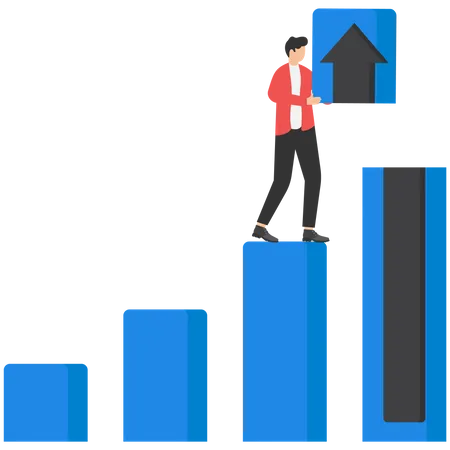 Homme d'affaires travaillant sur la croissance de l'entreprise  Illustration