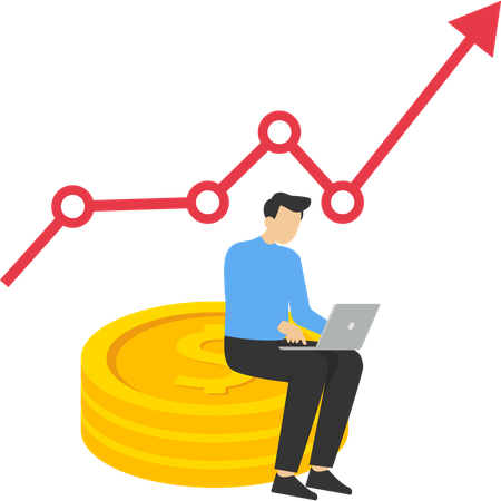 Homme d'affaires travaillant sur la croissance financière  Illustration