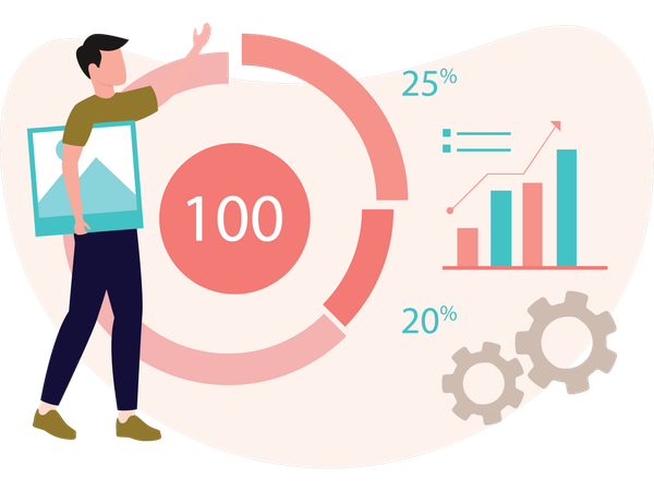 Homme d'affaires travaillant sur la gestion  Illustration