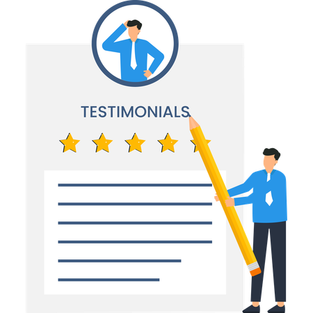 Homme d'affaires travaillant sur l'évaluation de la satisfaction client  Illustration