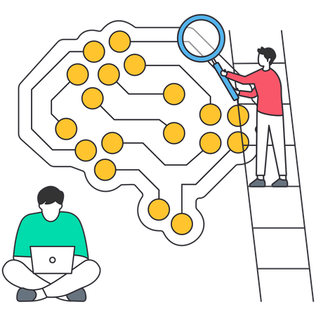 Homme d'affaires travaillant sur l'analyse de données  Illustration