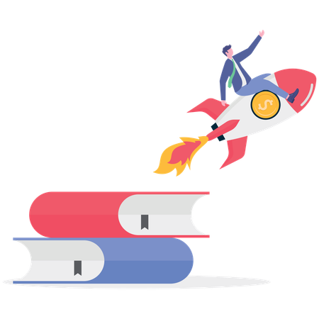 Un homme d'affaires travaille sur le développement du marketing  Illustration