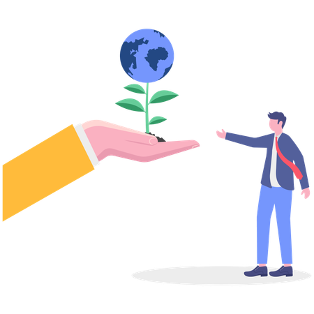 Homme d'affaires travaillant sur le développement durable  Illustration