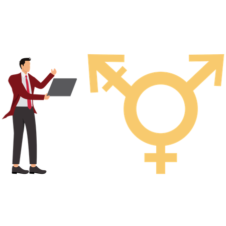 Un homme d'affaires travaillant sur l'égalité des sexes  Illustration
