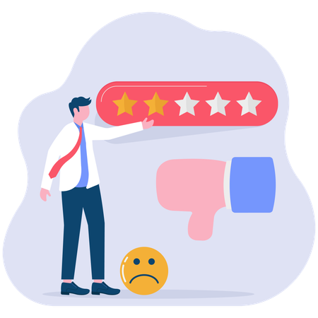 Homme d'affaires travaillant sur les commentaires des utilisateurs  Illustration